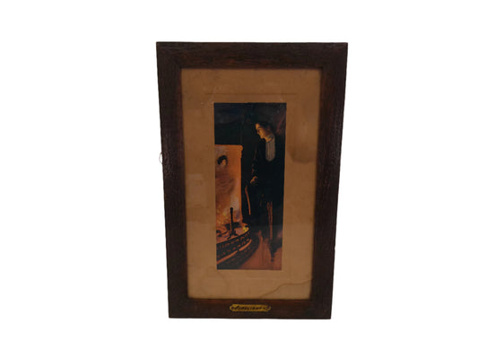 Art Antique 1900's  Alfred James Dewey "Fireflights" Lithograph Print, Original Frame