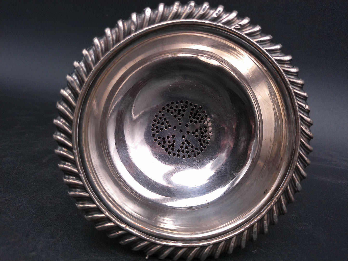 Sterling Silver Wine Funnel Ornate Rim Design Extremely Rare Fine