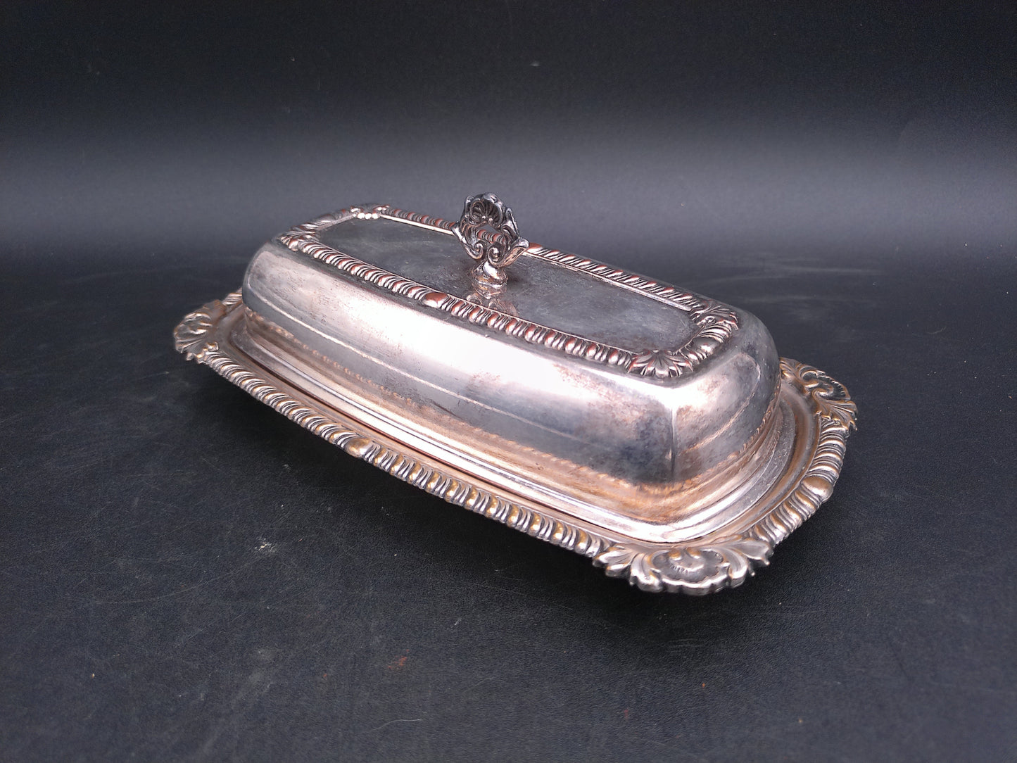 Silver Plated Butter Dish Ornate Design