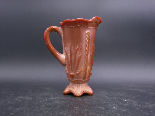 Greentown Glass Co. Indiana Chocolate Glass Pitcher Raised Cactus Design. 1900