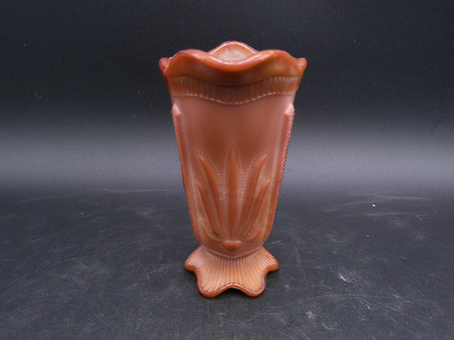 Greentown Glass Co. Indiana Chocolate Glass Pitcher Raised Cactus Design. 1900