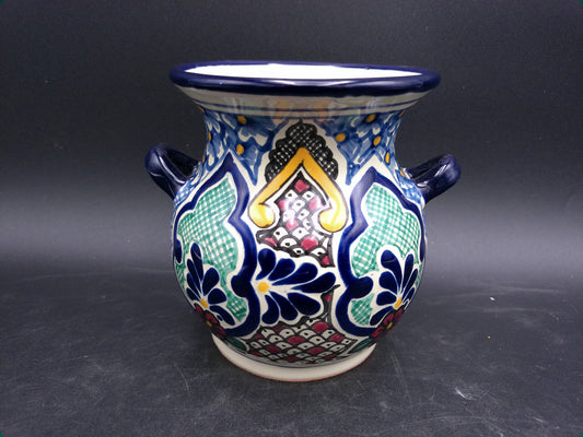 Vase Hand Painted From Mexico Marked on Bottom Floral Design