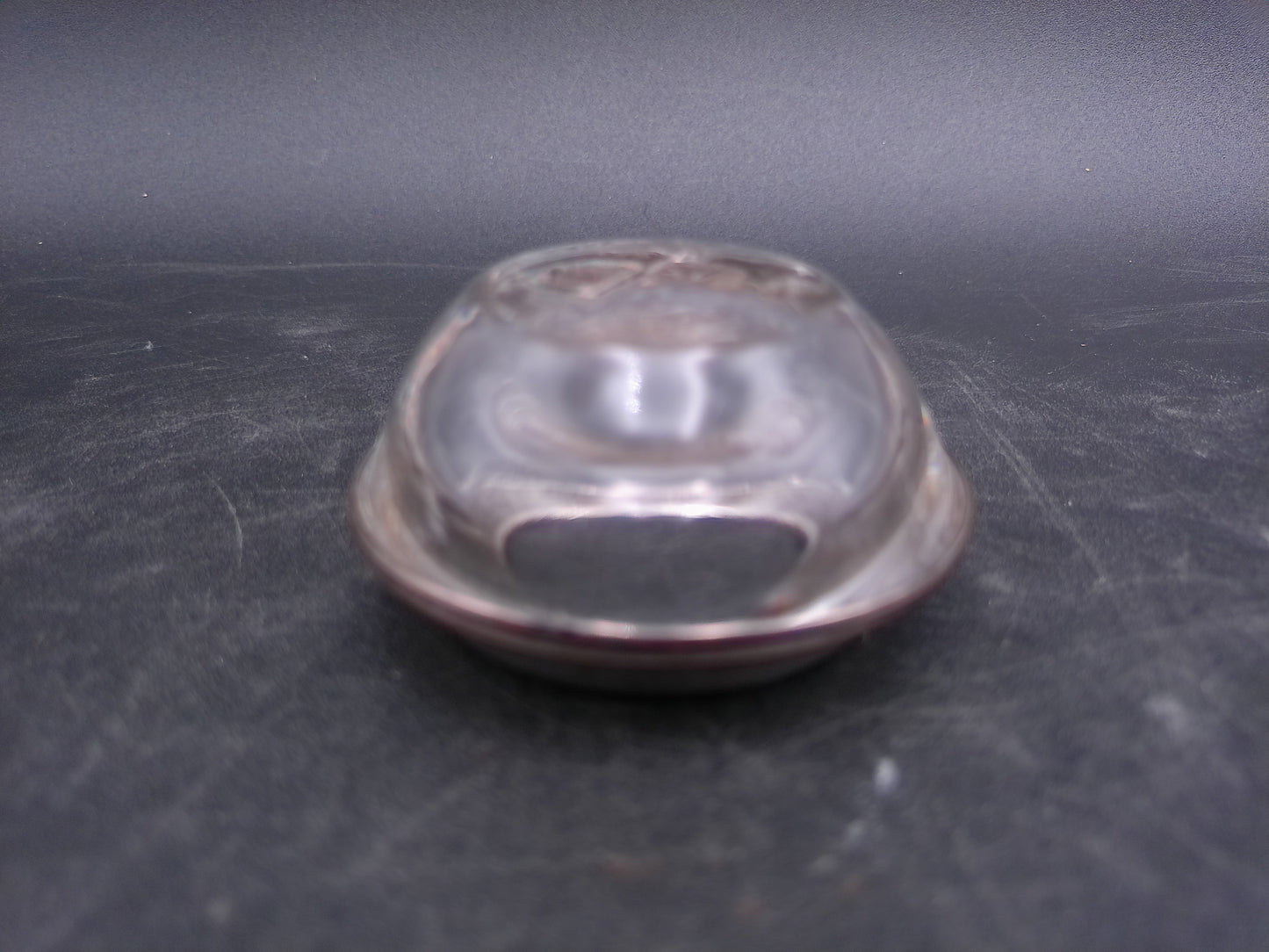 Crystal Glass Salt Cellar With Sterling Silver Rim Antique