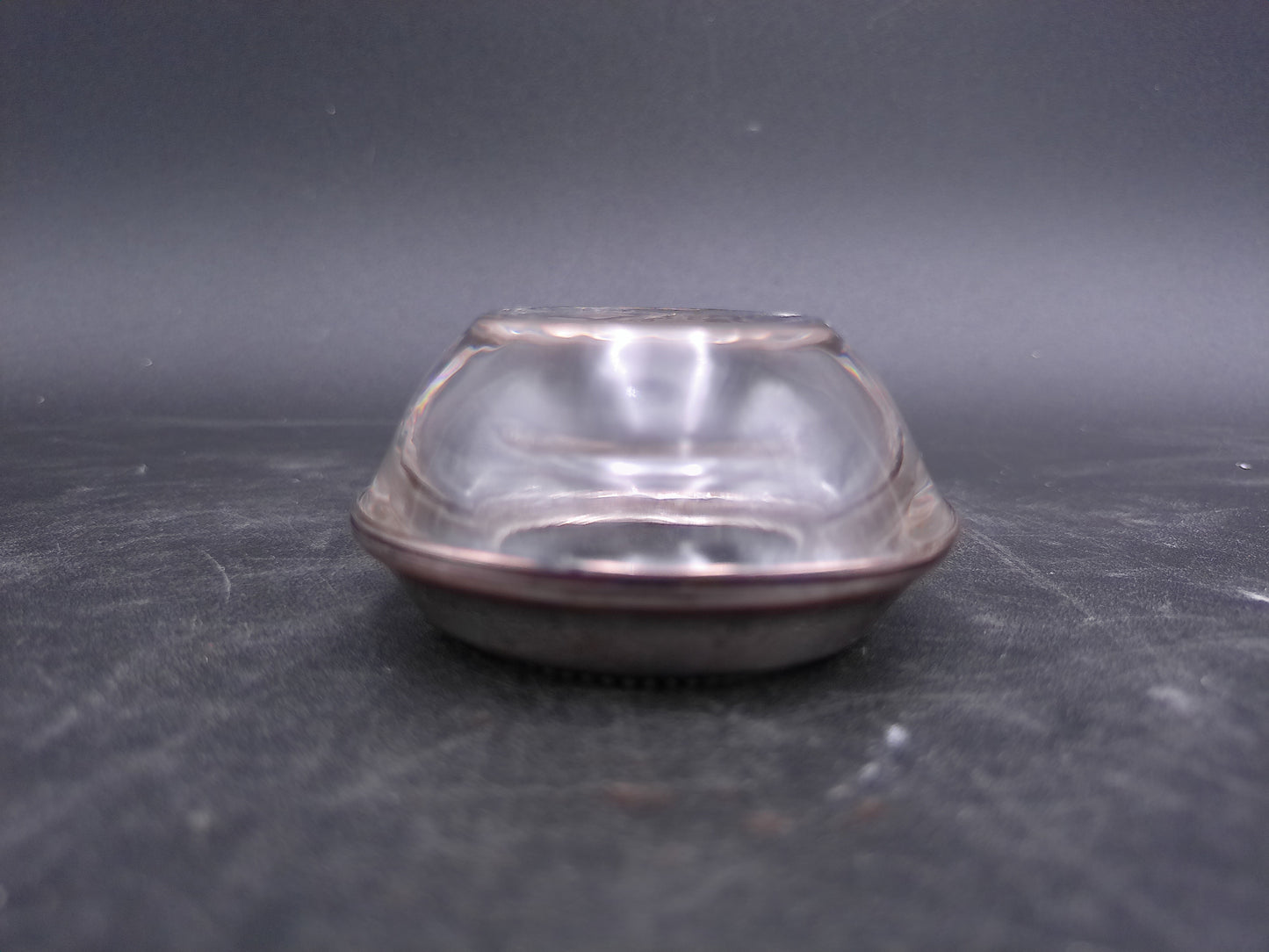 Crystal Glass Salt Cellar With Sterling Silver Rim Antique