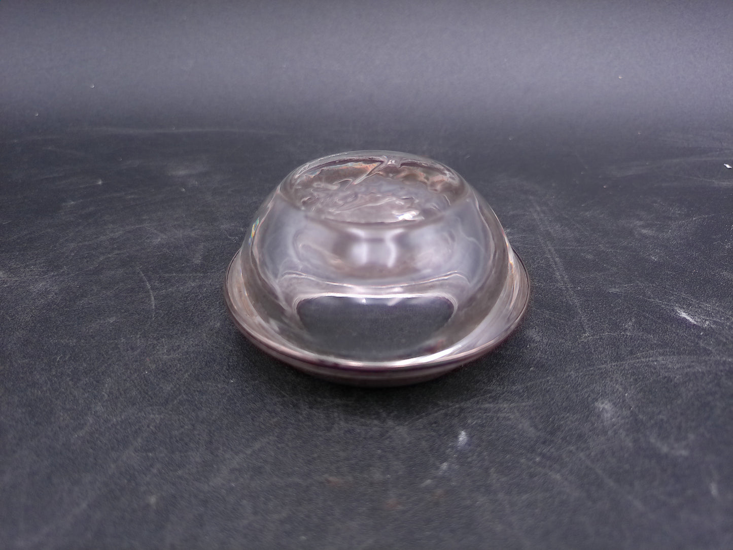 Crystal Glass Salt Cellar With Sterling Silver Rim Antique