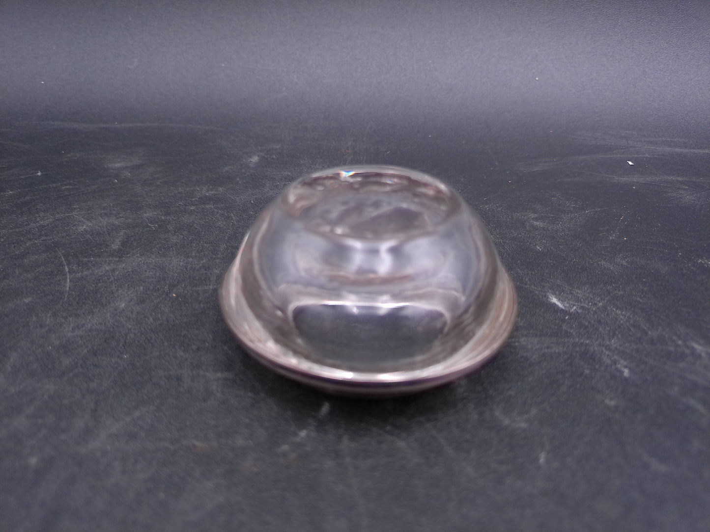Crystal Glass Salt Cellar With Sterling Silver Rim Antique