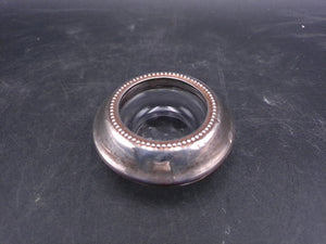 Crystal Glass Salt Cellar With Sterling Silver Rim Antique