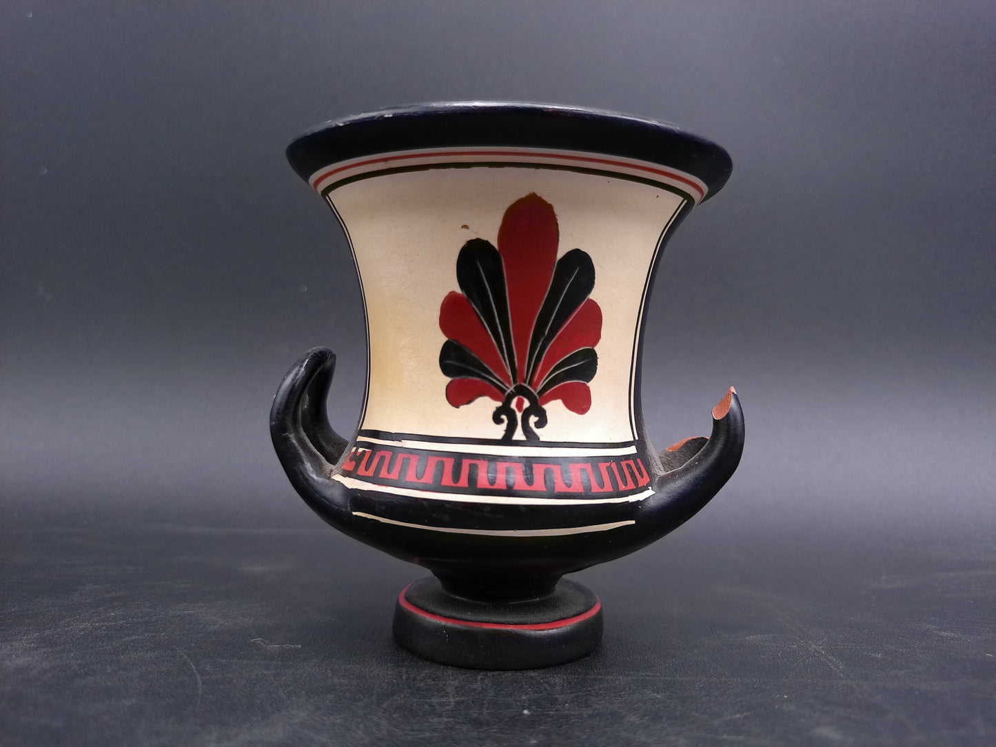 Greek Vase Small Hand Made with Lady on Dragon on it Vintage