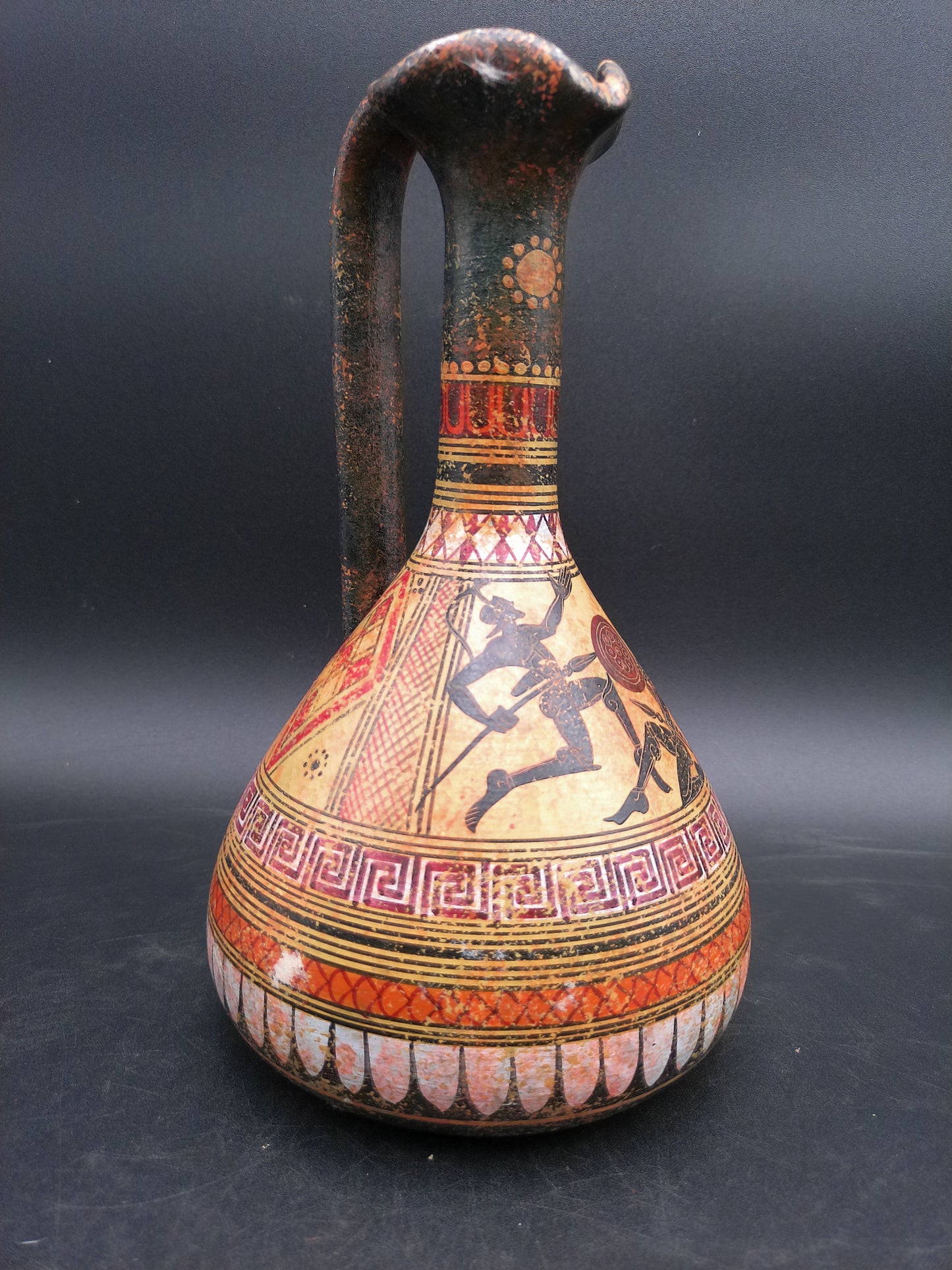 Greek Hand Made & Painted In Greece  Copy of 800 BC Pitcher Geometric Design