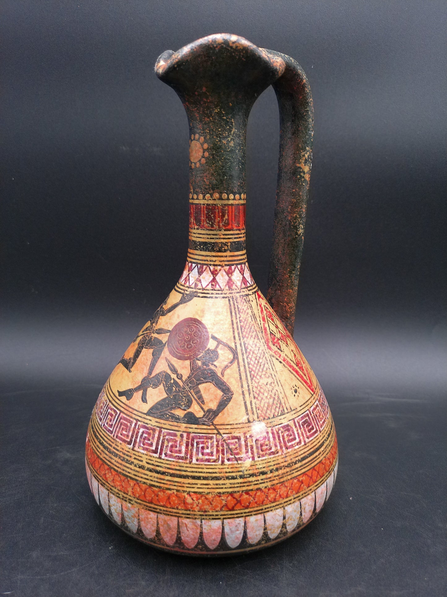 Greek Hand Made & Painted In Greece  Copy of 800 BC Pitcher Geometric Design