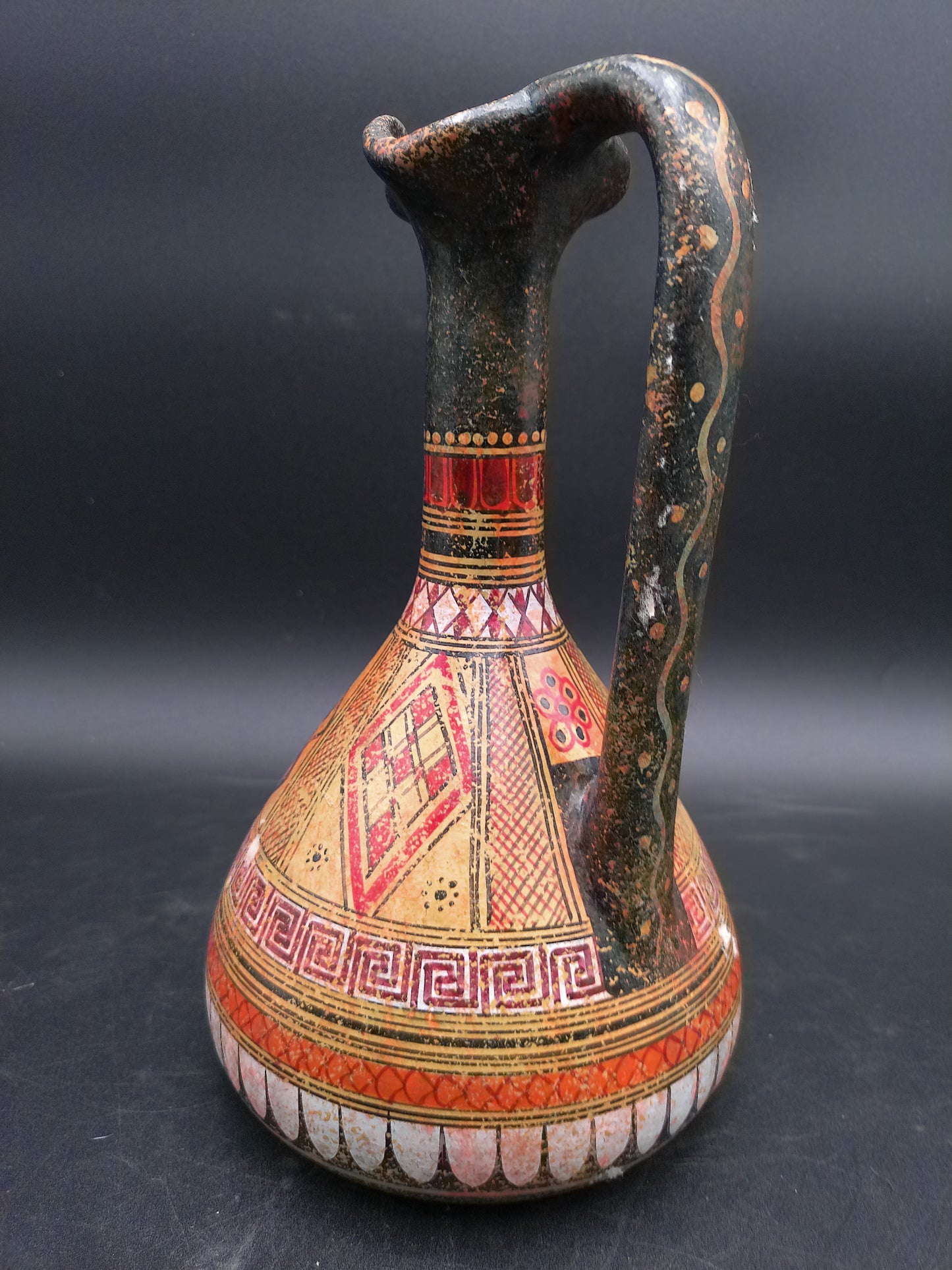 Greek Hand Made & Painted In Greece  Copy of 800 BC Pitcher Geometric Design