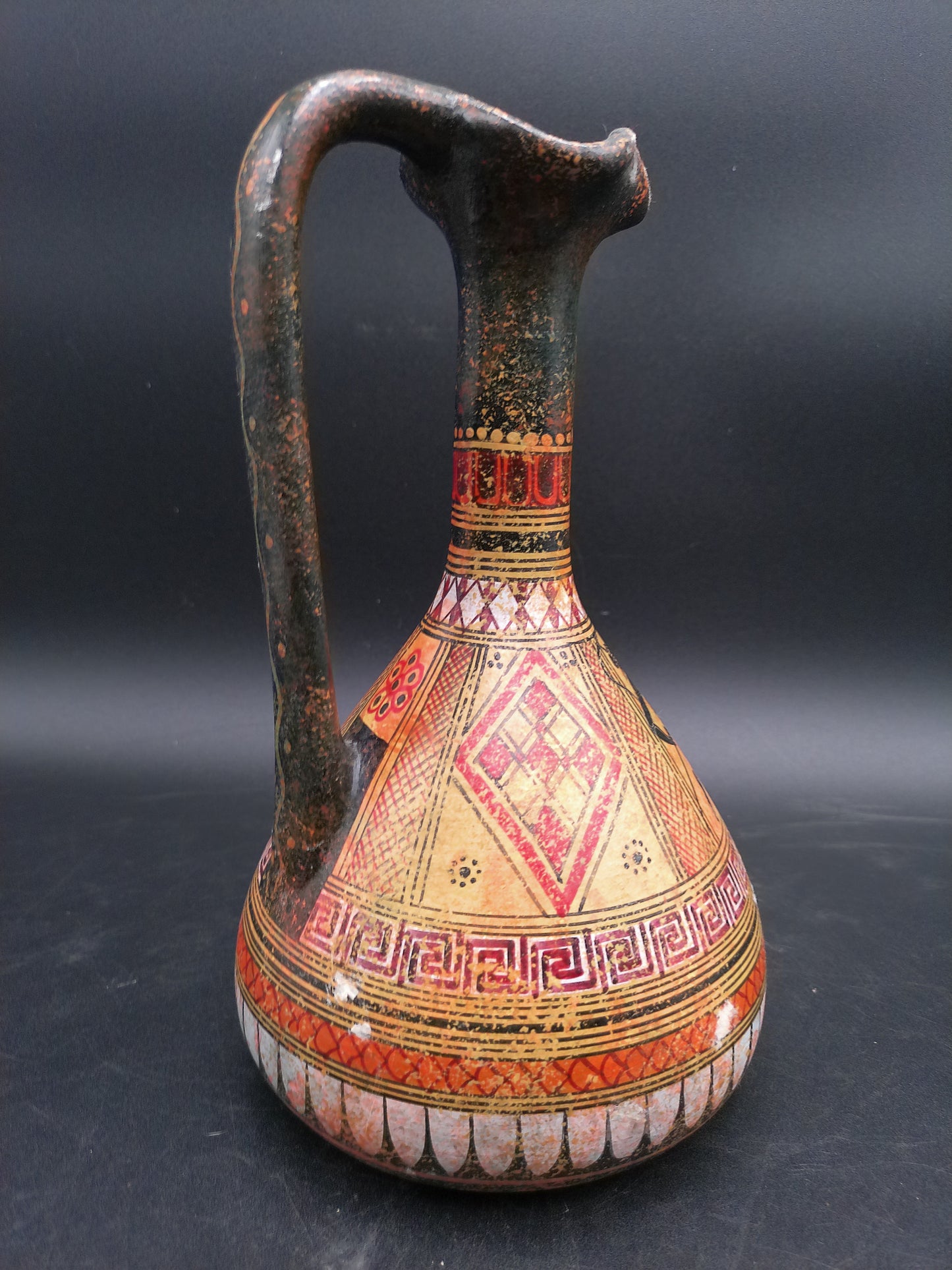 Greek Hand Made & Painted In Greece  Copy of 800 BC Pitcher Geometric Design