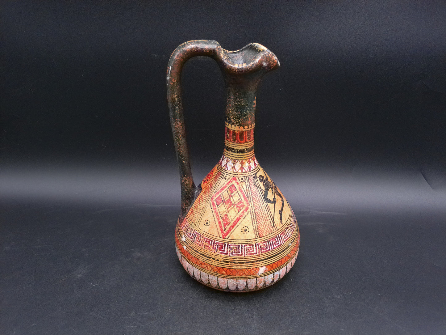 Greek Hand Made & Painted In Greece  Copy of 800 BC Pitcher Geometric Design
