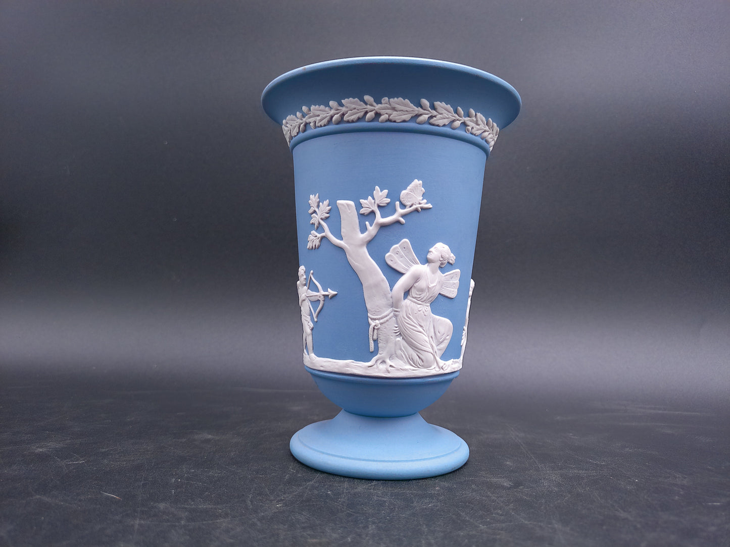 Wedgwood Vase Made in England Blue jasperware Medium Sized Vase Vintage