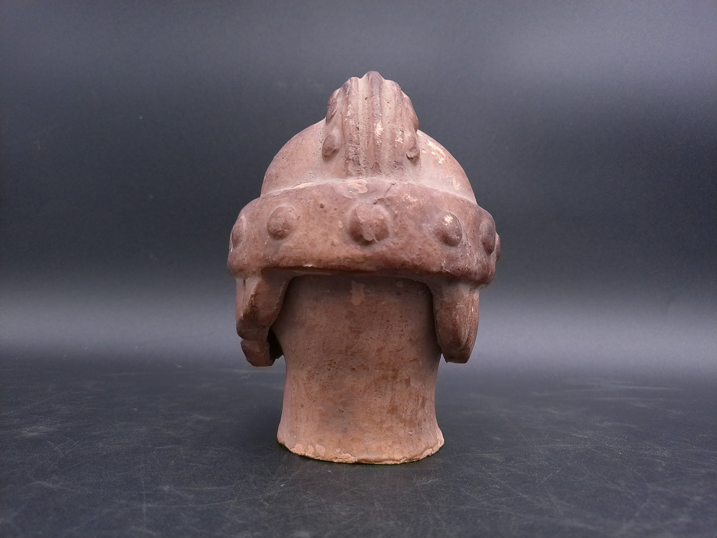Japanese Warrior Style Terracotta Clay Samurai Warrior Bust Block 1950s