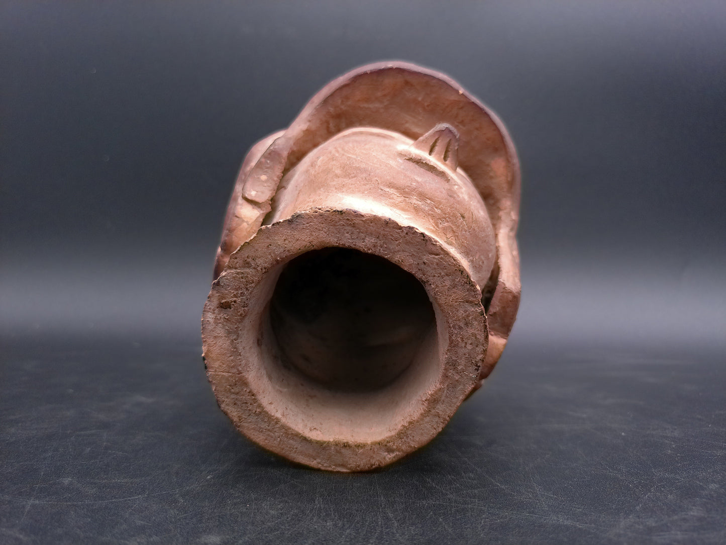 Japanese Warrior Style Terracotta Clay Samurai Warrior Bust Block 1950s