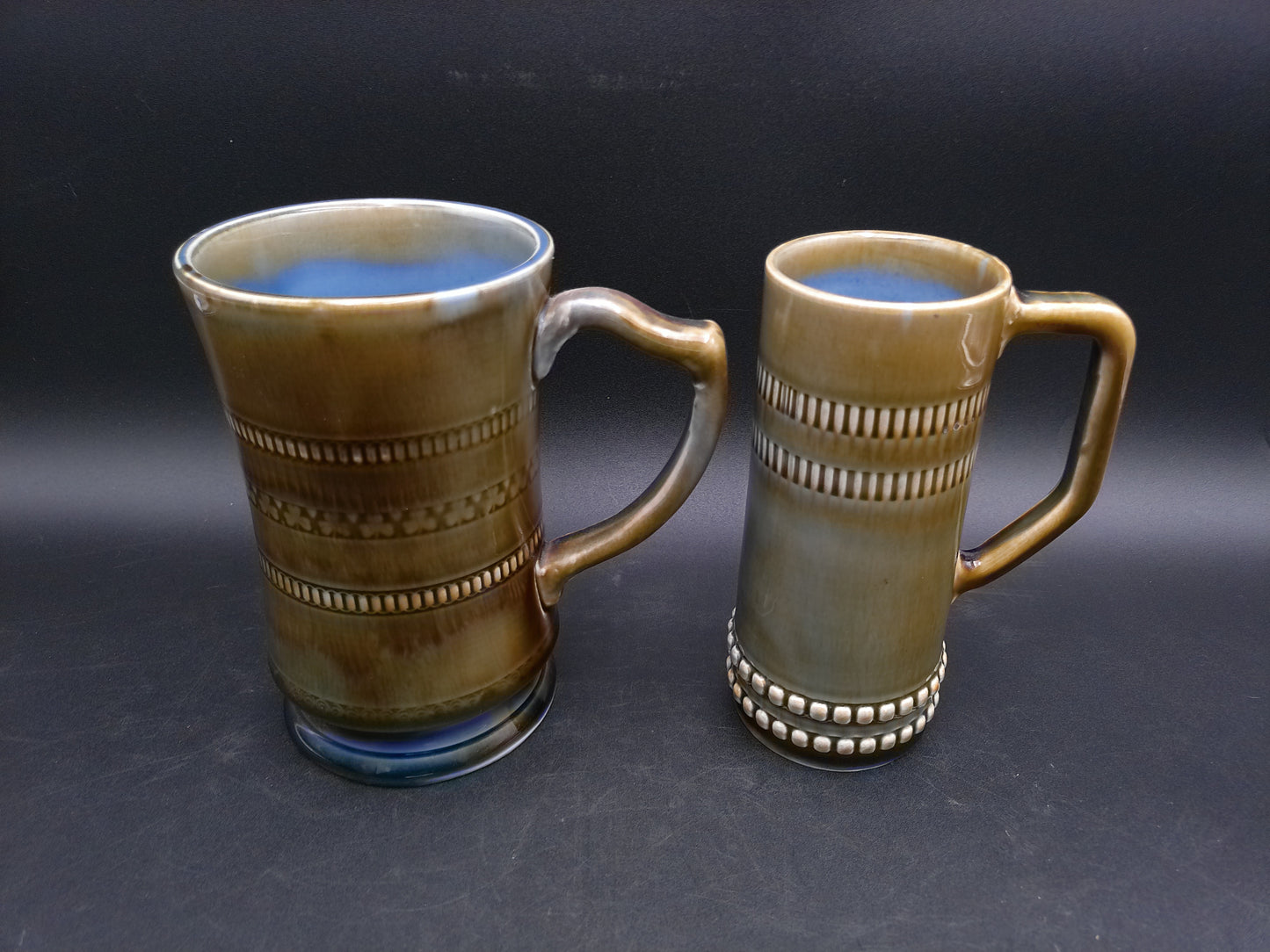 Irish Porcelain Blue Green Shamrock Beer Mug  Set of 2 Made in Ireland