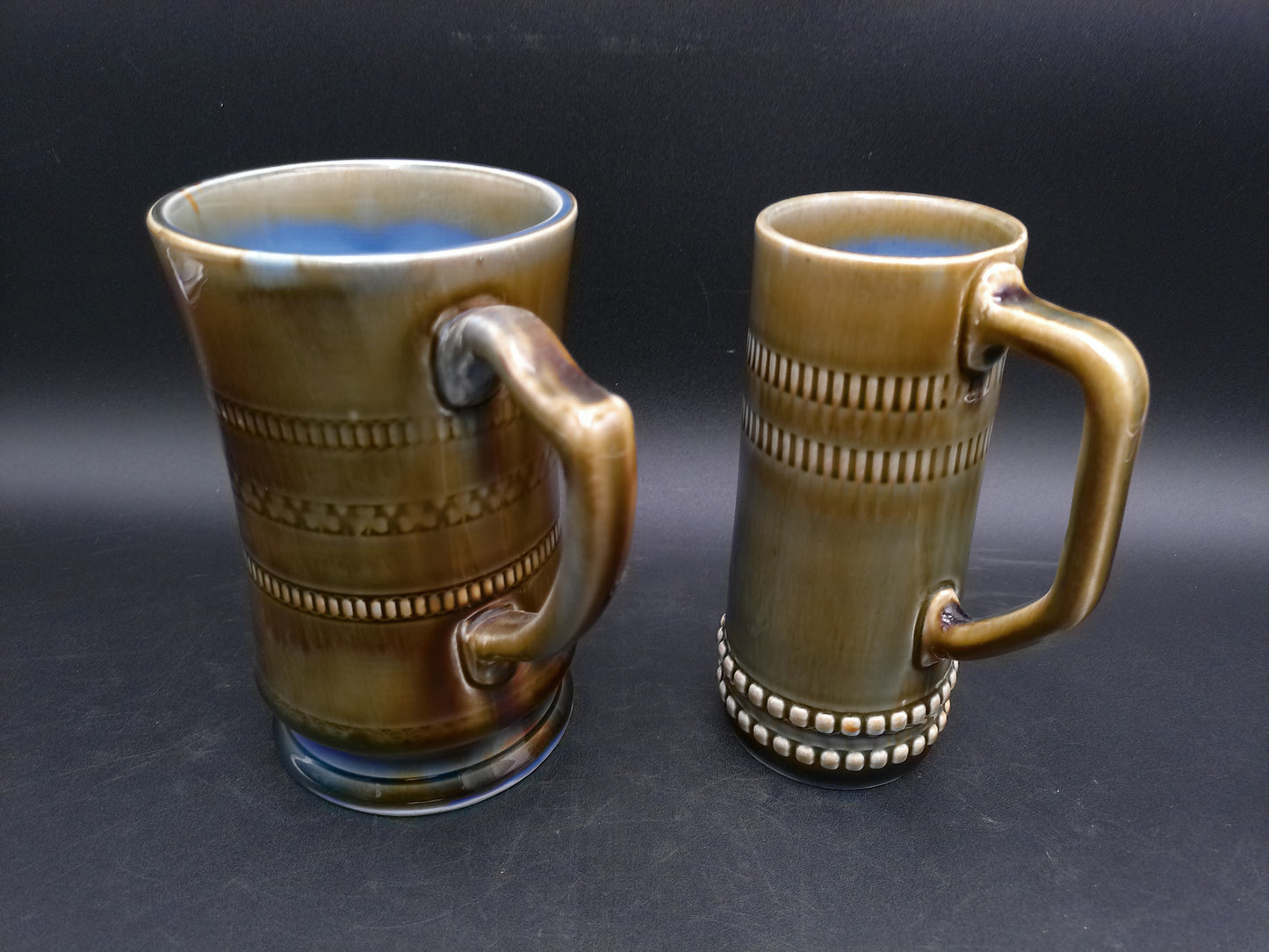 Irish Porcelain Blue Green Shamrock Beer Mug  Set of 2 Made in Ireland