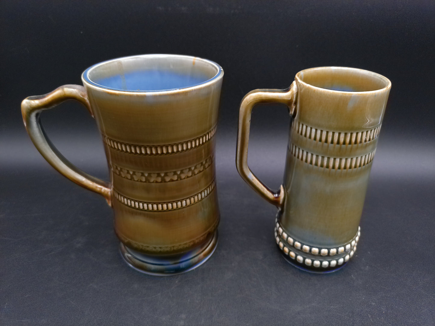 Irish Porcelain Blue Green Shamrock Beer Mug  Set of 2 Made in Ireland