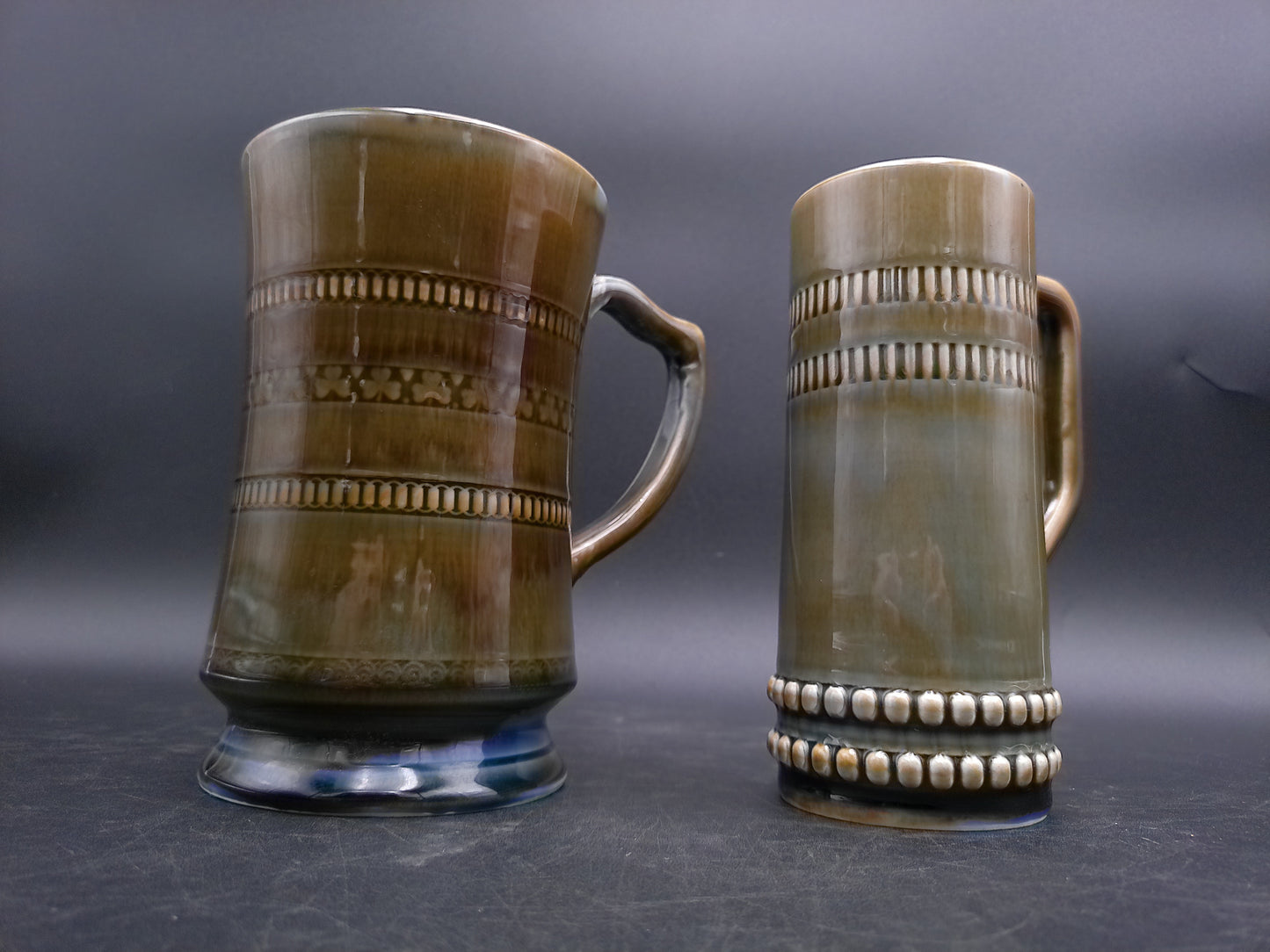 Irish Porcelain Blue Green Shamrock Beer Mug  Set of 2 Made in Ireland