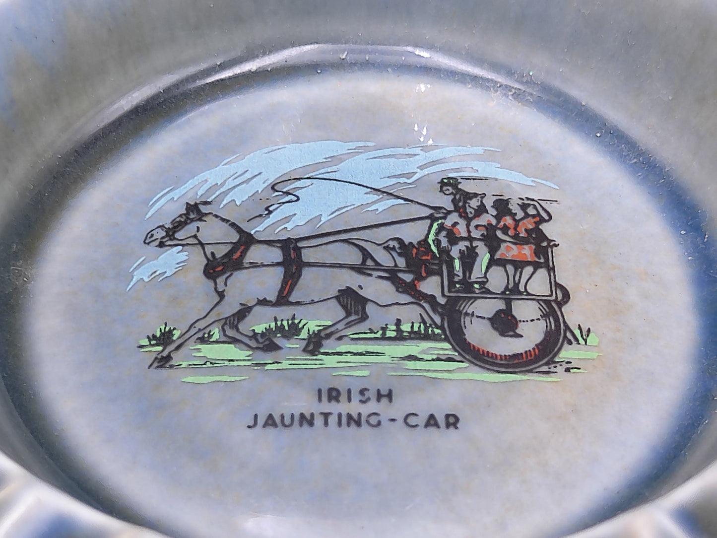 Wade Armagh Co  Irish Porcelain Set of 2 Ashtray Farm Scene Made in Ireland
